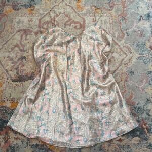 Vintage 80s / 90s floral print satin mini slip dress